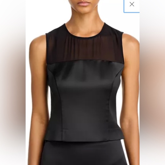 French Connection Elegant Black Sleeveless Top Peep Hole Back Poly New size 6 - Picture 1 of 16